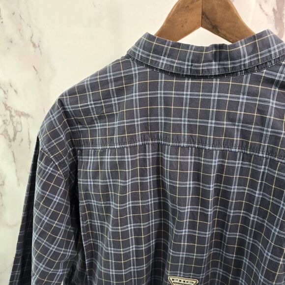 Columbia Shirt Mens XL Blue Button Down Up Plaid Vented Cotton Long Sleeve PHG - Picture 5 of 13